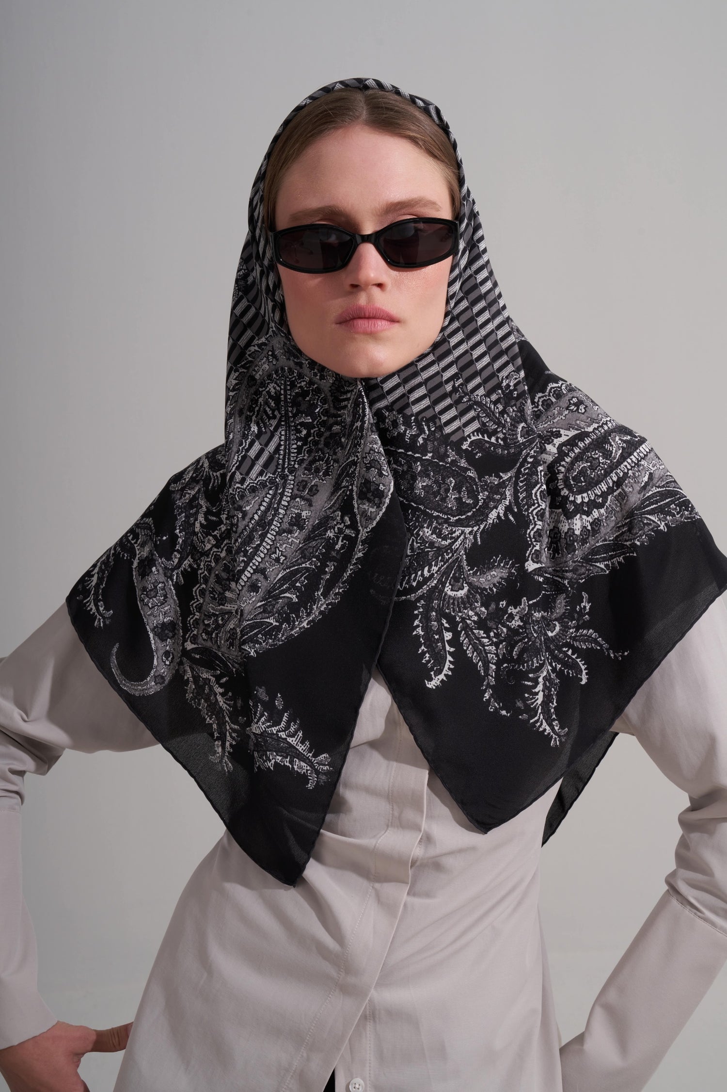 Black M Flower Scarf