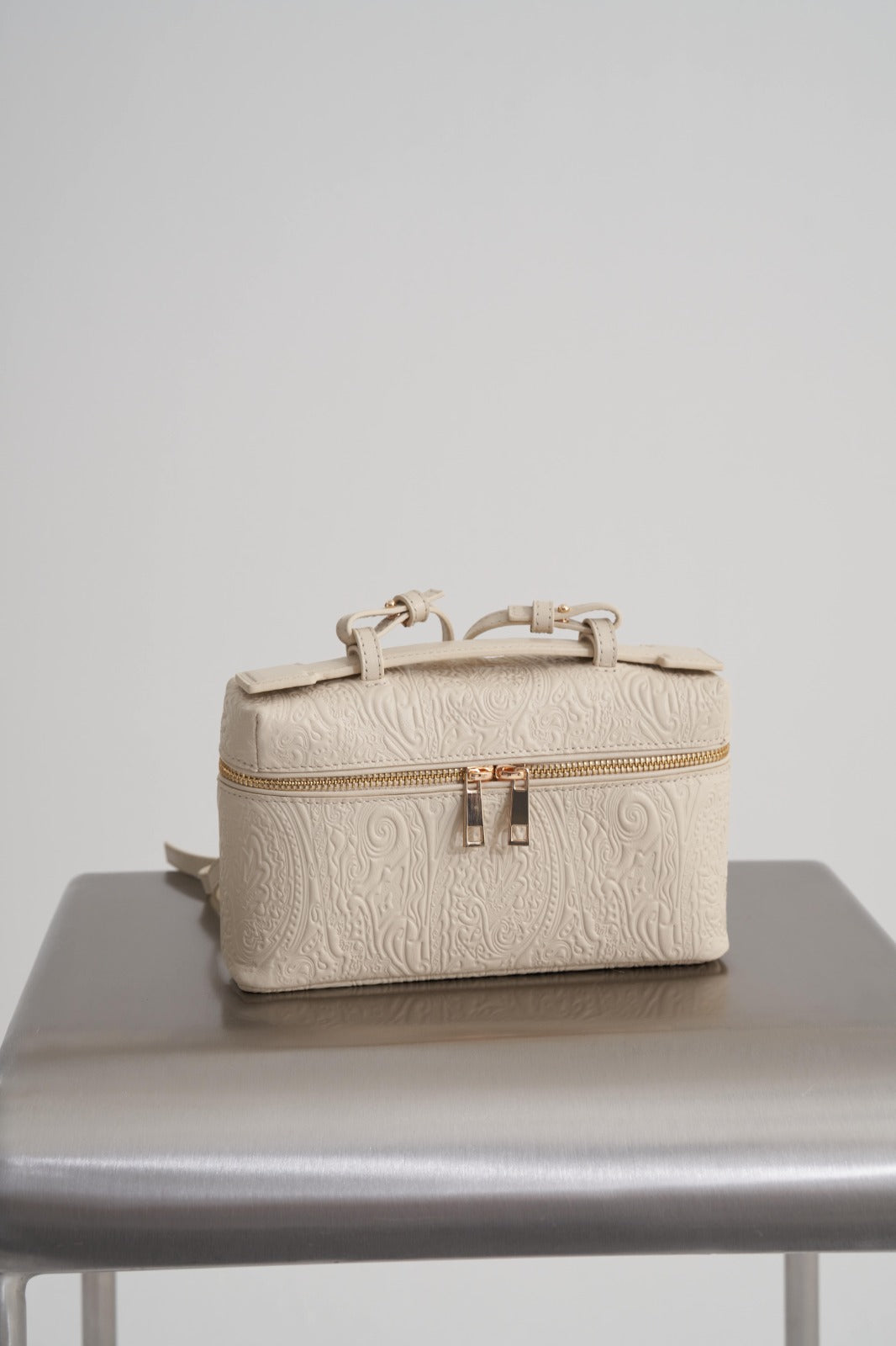 Beige Boxy Handle Bag