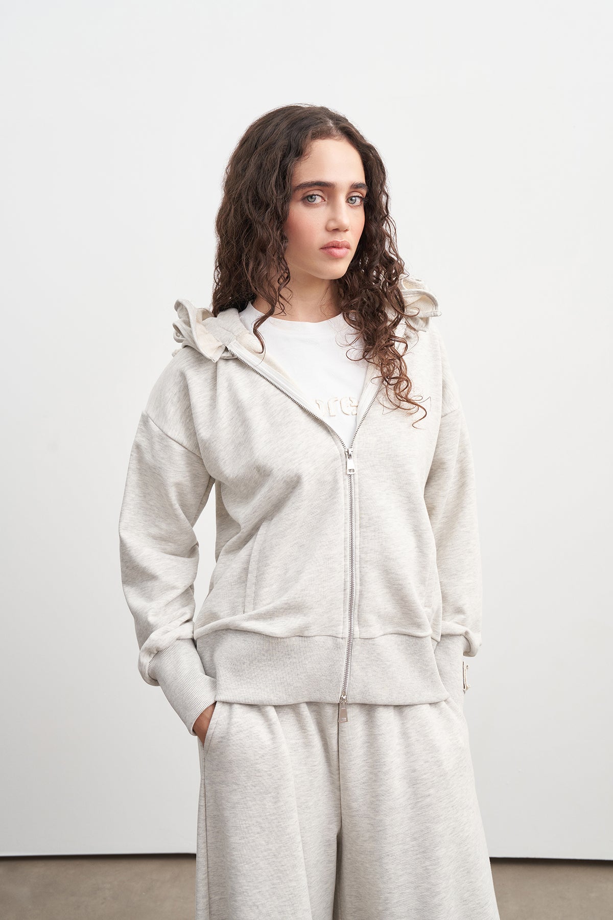 Gri Curly Eşofman Takım