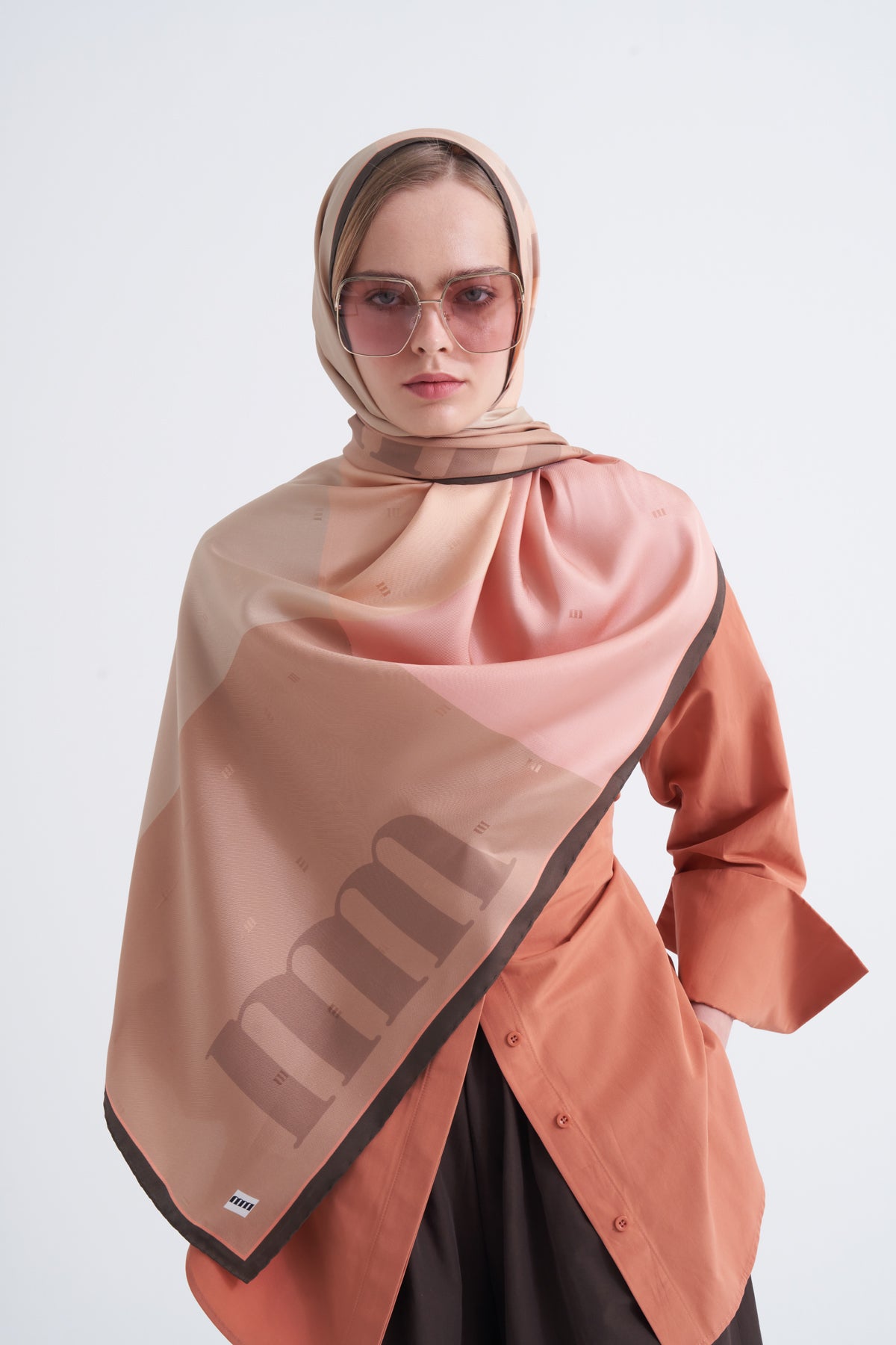Camel Form Twill İpek Şal