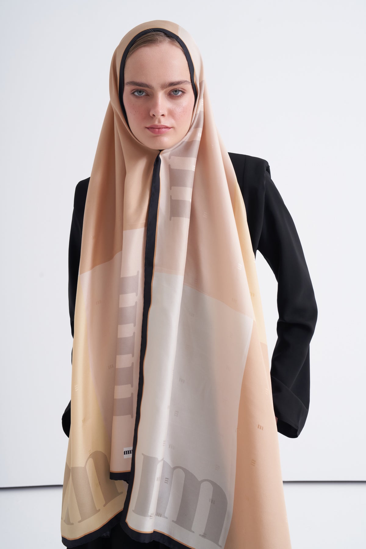 Beige Form Twill İpek Şal