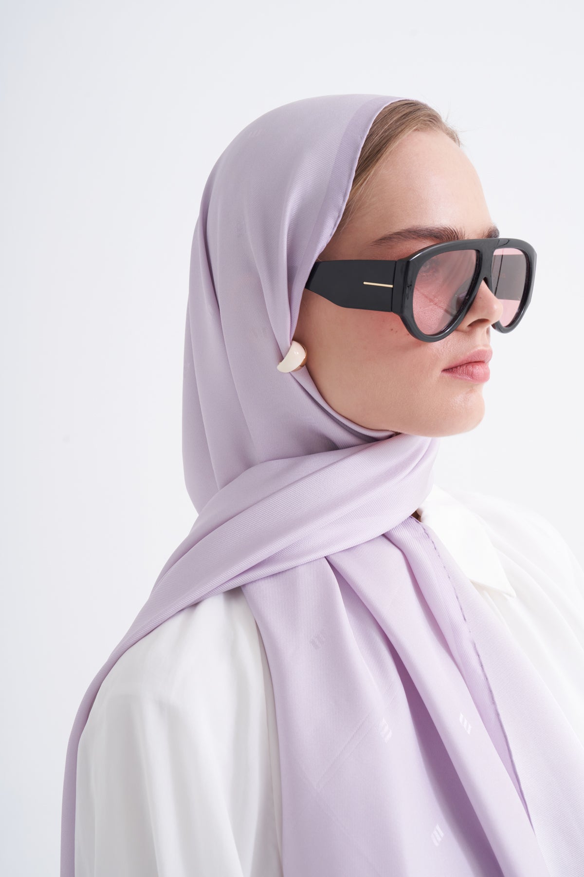Lila M Logo Twill İpek Şal