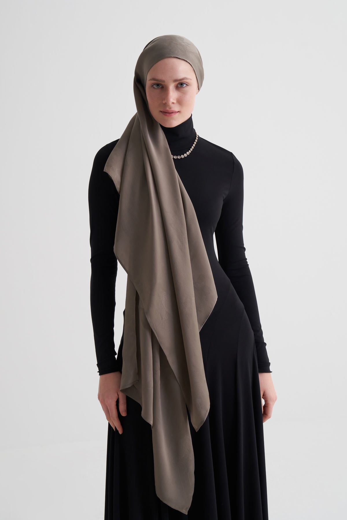 Vizon Cupro Jakar Çiçekli Şal