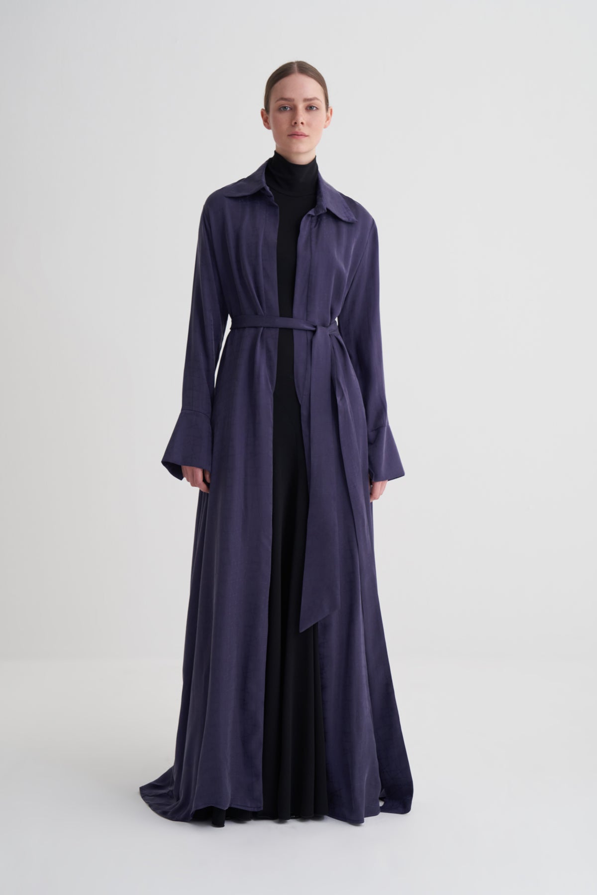 Morcivert Cupro Jakar Geometrik Abaya