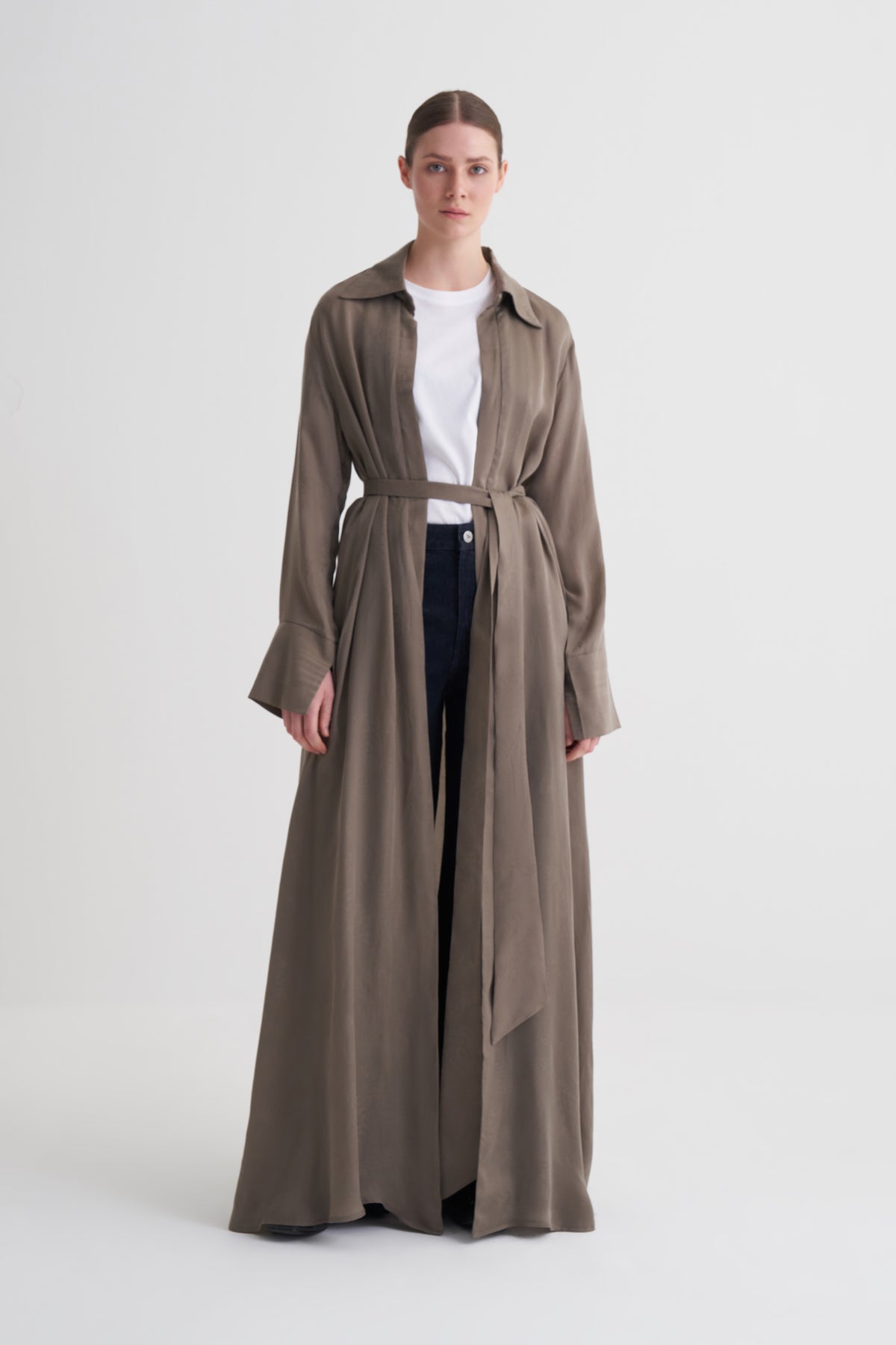 Vizon Cupro Jakar Yapraklı Abaya