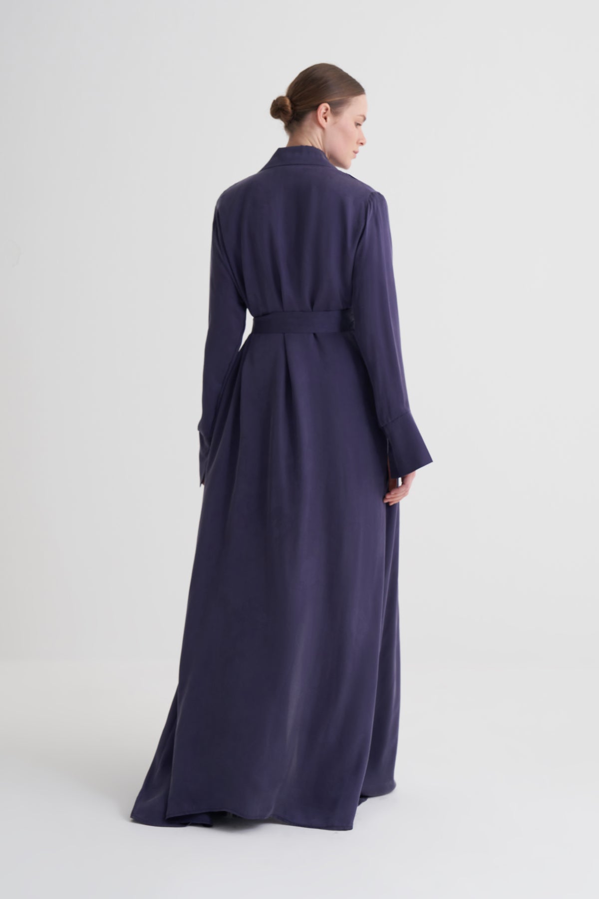 Morcivert Cupro Jakar Çiçekli Abaya