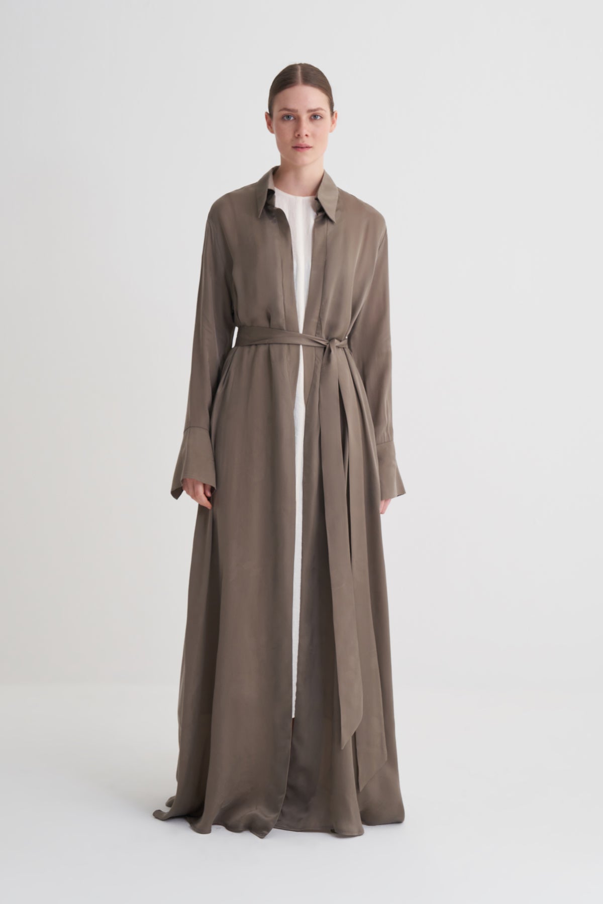 Vizon Cupro Jakar Çiçekli Abaya