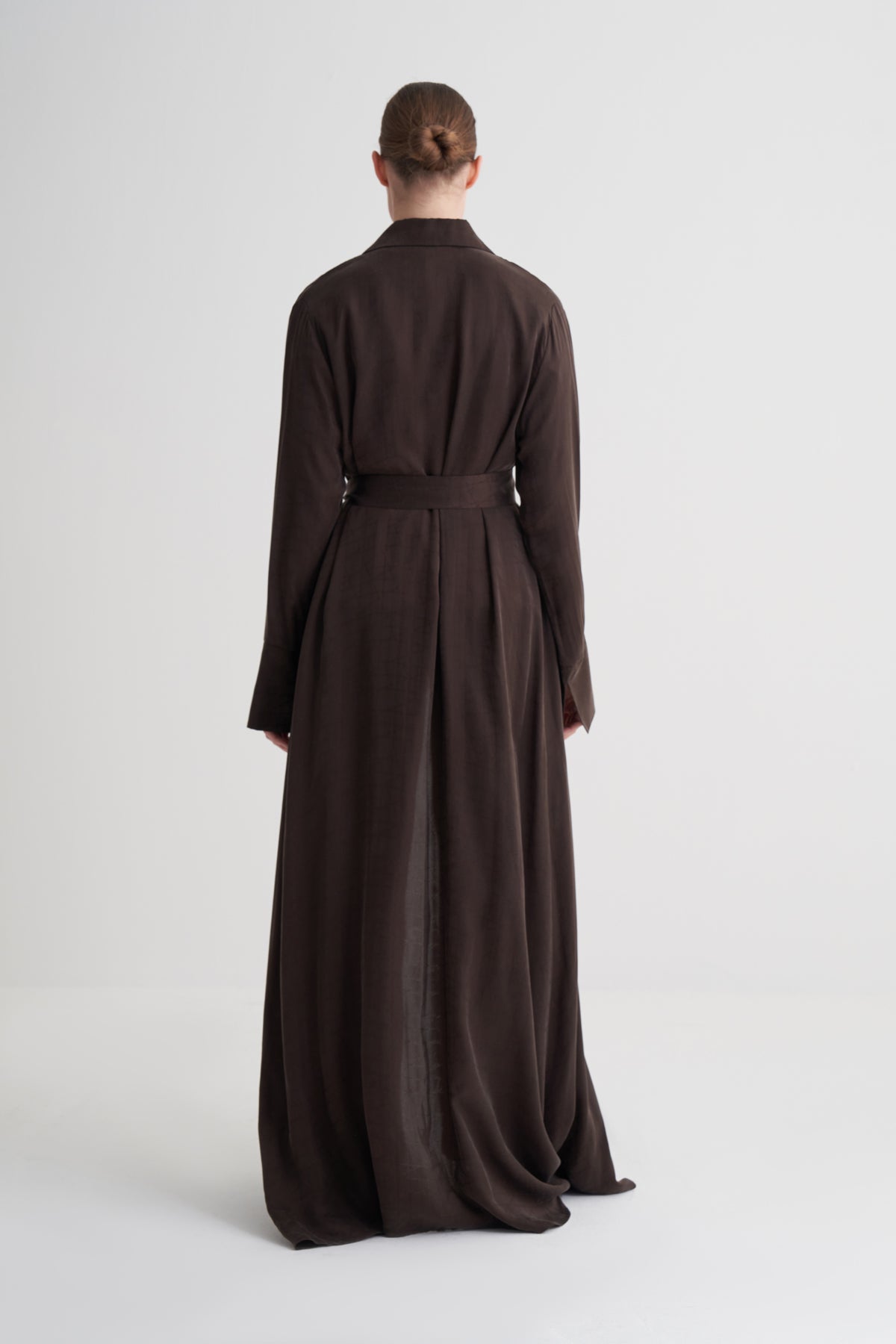 Kahverengi Cupro Jakar Geometrik Abaya