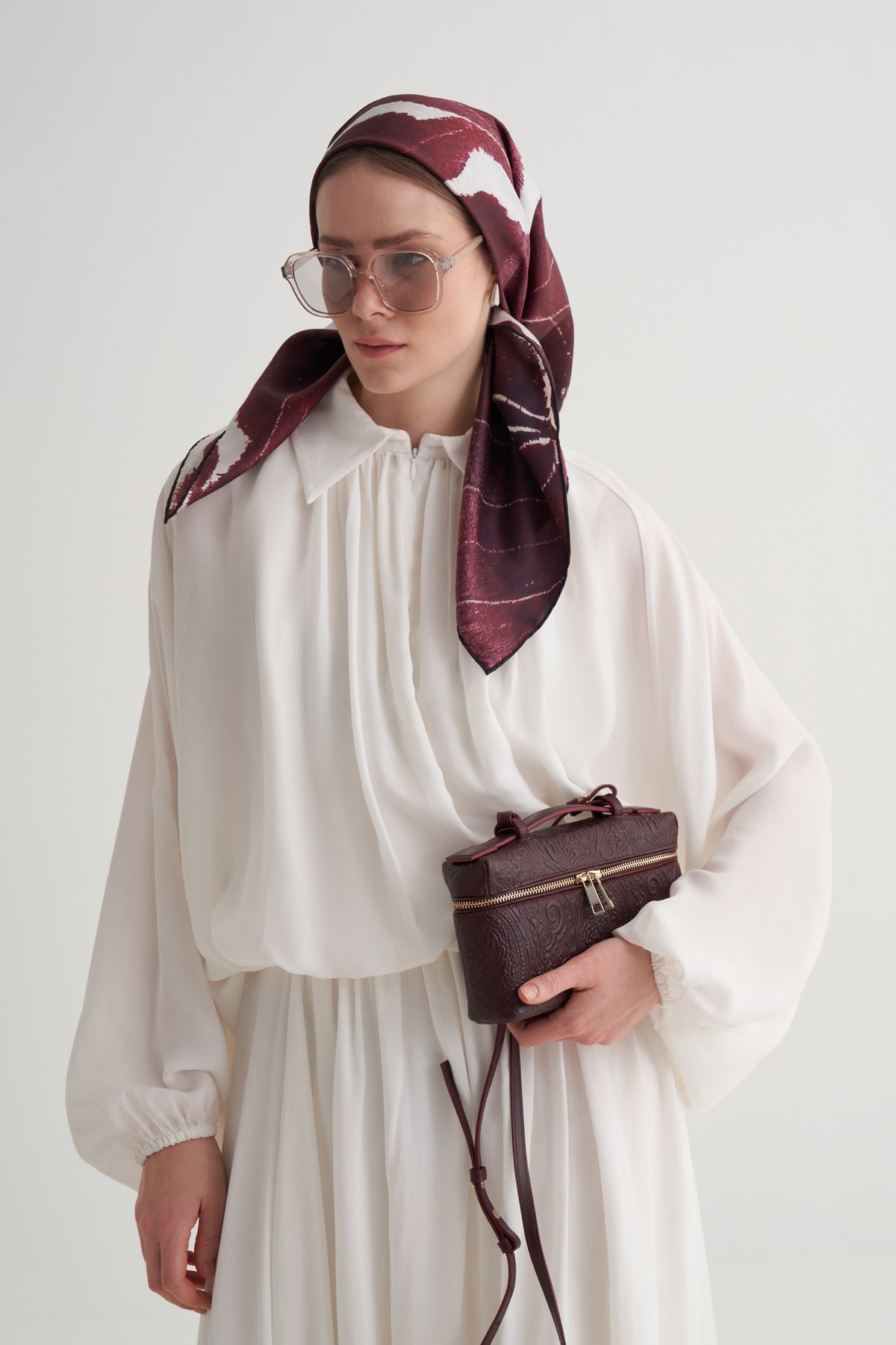 Burgundy Abstract Scarf