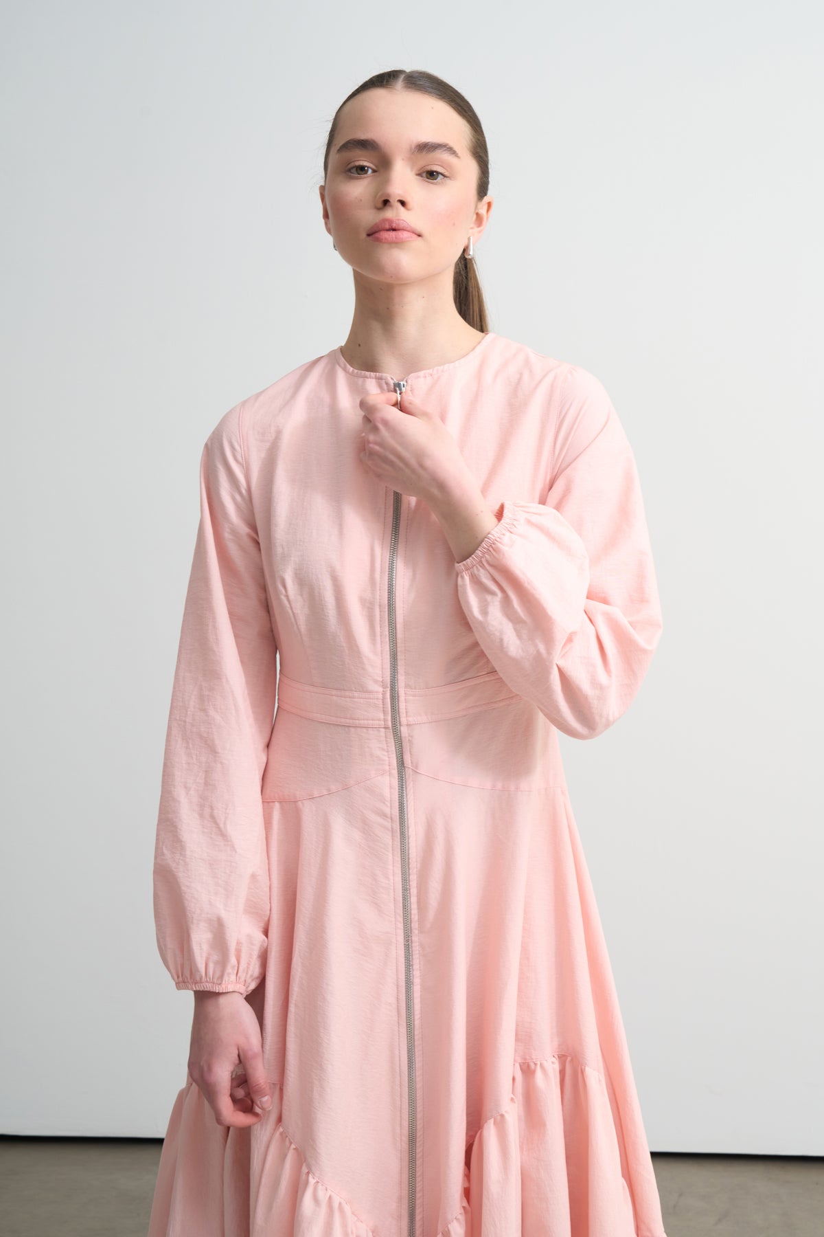Pembe Fermuarlı Elbise
