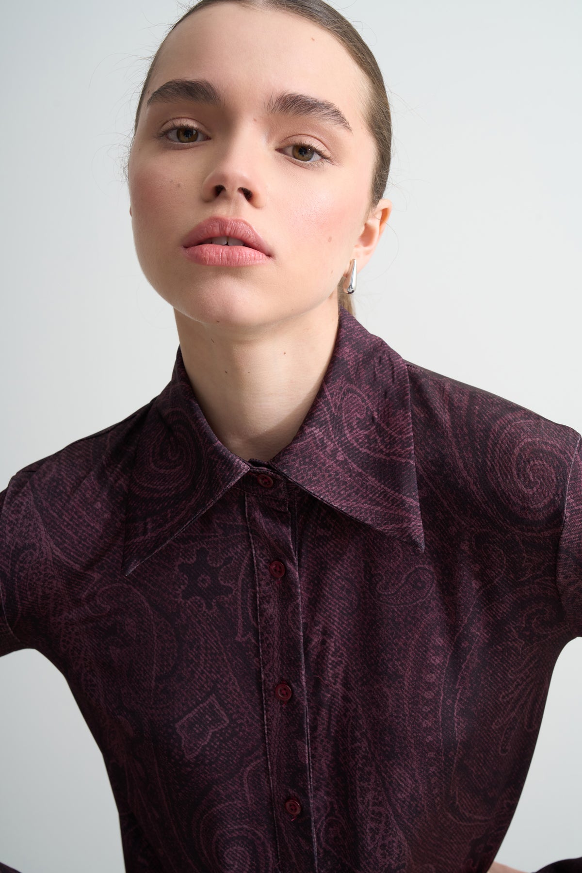 Bordo Paisley Maxi Elbise
