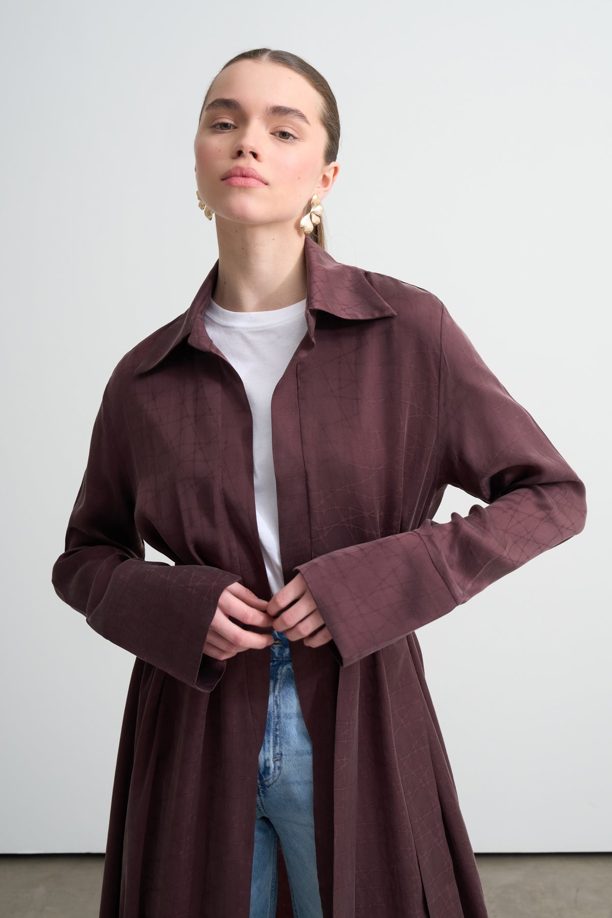 Bordo Cupro Jakar Geometrik Abaya