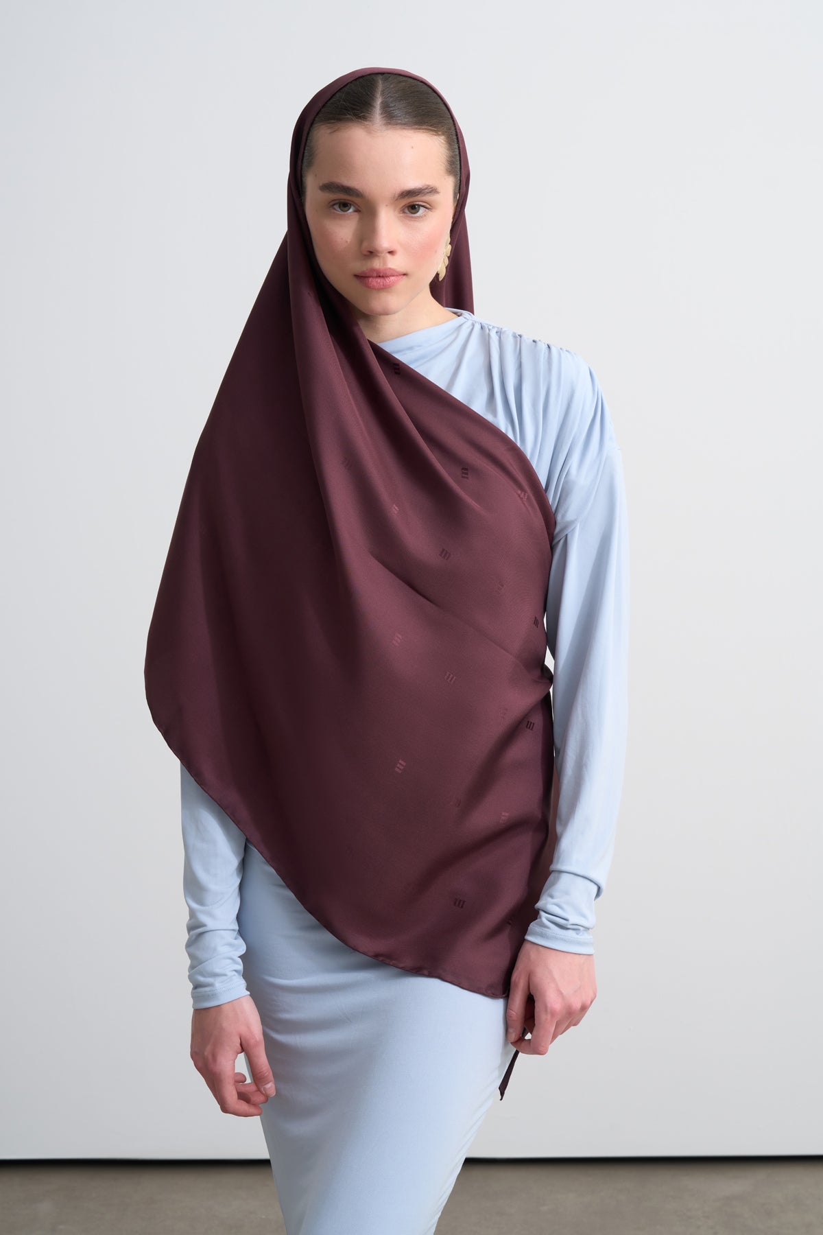 Bordo M Logo Twill İpek Şal