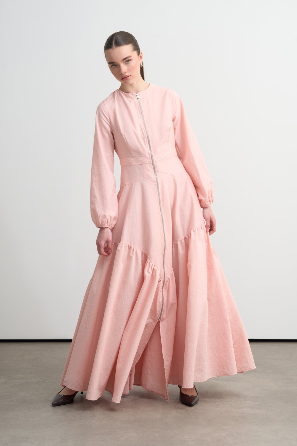Pembe Fermuarlı Elbise