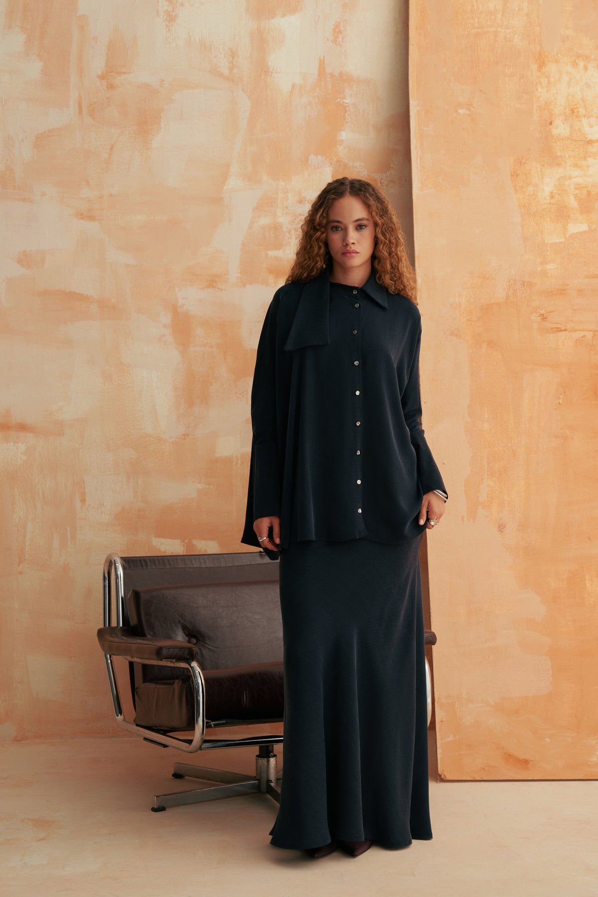 Asimetrik Cupro Gömlek