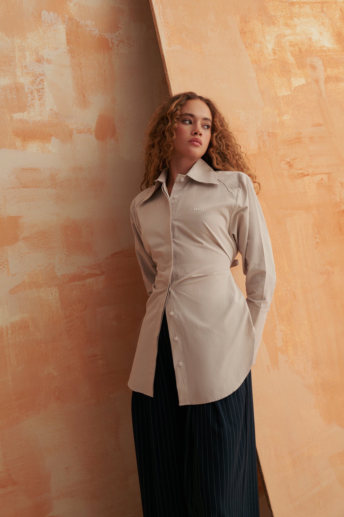 Taş Rengi Vatkalı Bağlamalı Gömlek