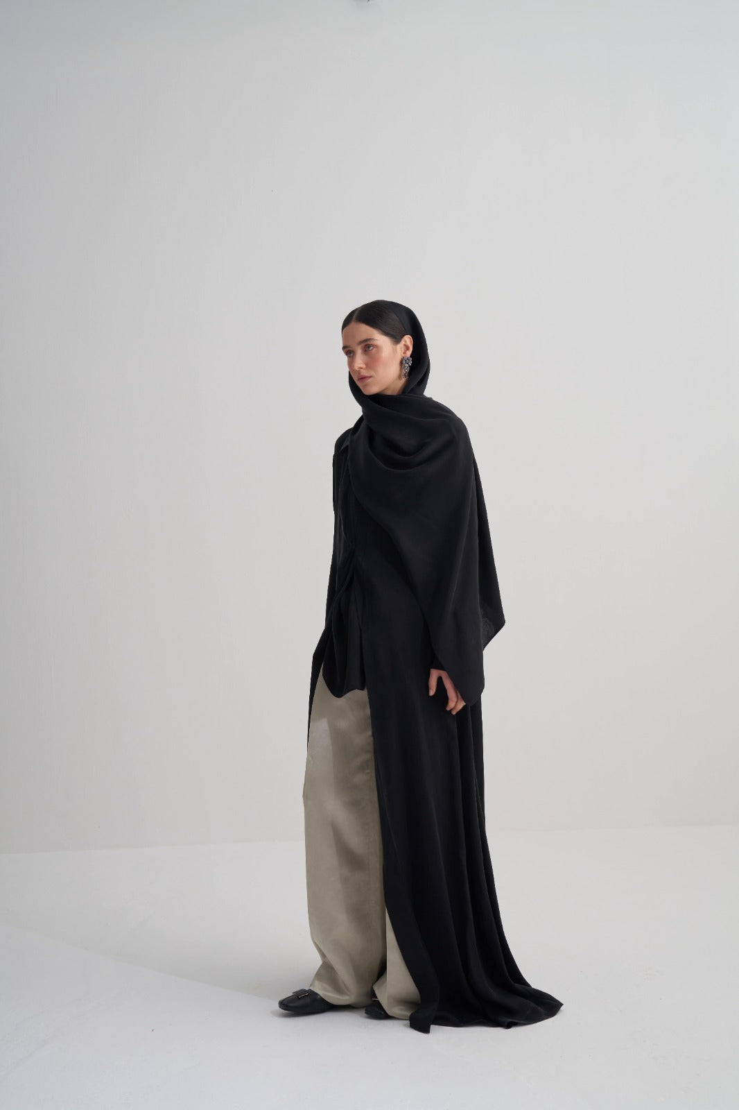 Siyah Cupro Jakar Çiçekli Şal