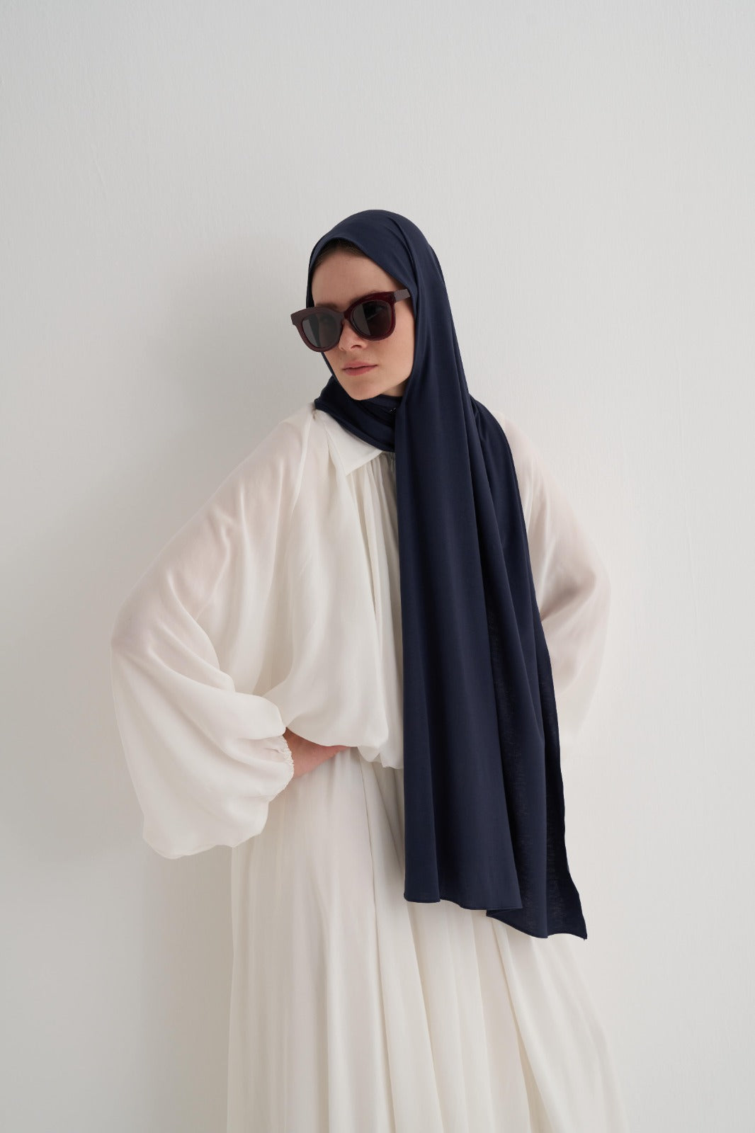 Lacivert Modal Likra Şal