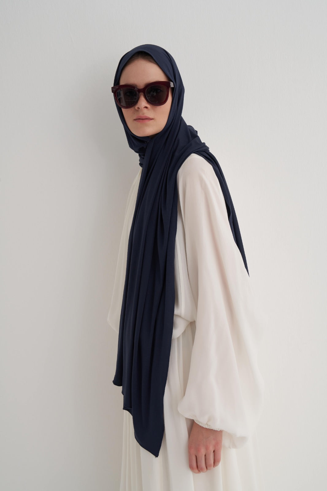 Lacivert Modal Likra Şal